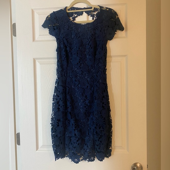 Lulu’s Romance Language Navy Blue Backless Lace Dress - Picture 4 of 8